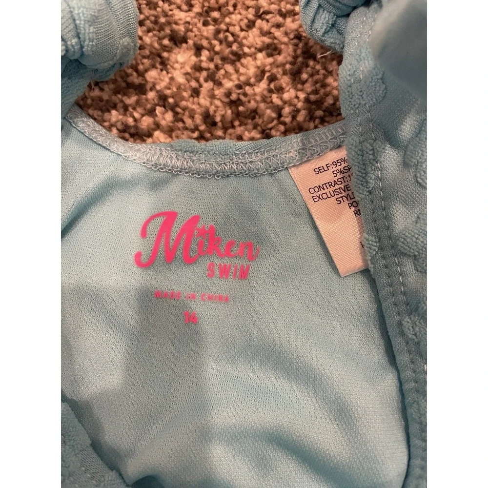 Miken Swim Girls Size 14 Swimsuit Top Aqua Nordstrom